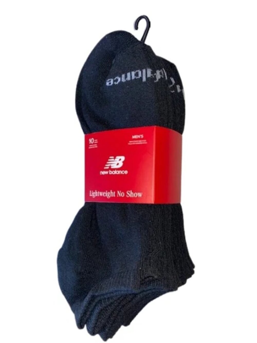New Balance 10 Pair Men's Black Cushioned No Show Socks Shoe Size 8-12.5